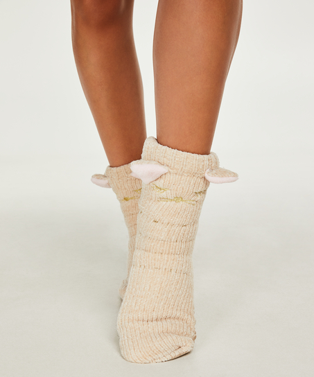 Calcetines zapatilla Fluffy, Blanco