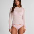 Camiseta super suave de cachemir con escote barco, Rosa