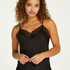 Camiseta top Satin Lace, Negro