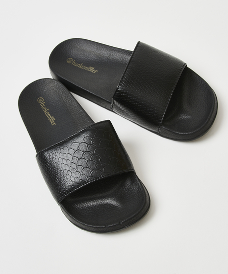 Zapatillas con estampado de serpiente, Negro