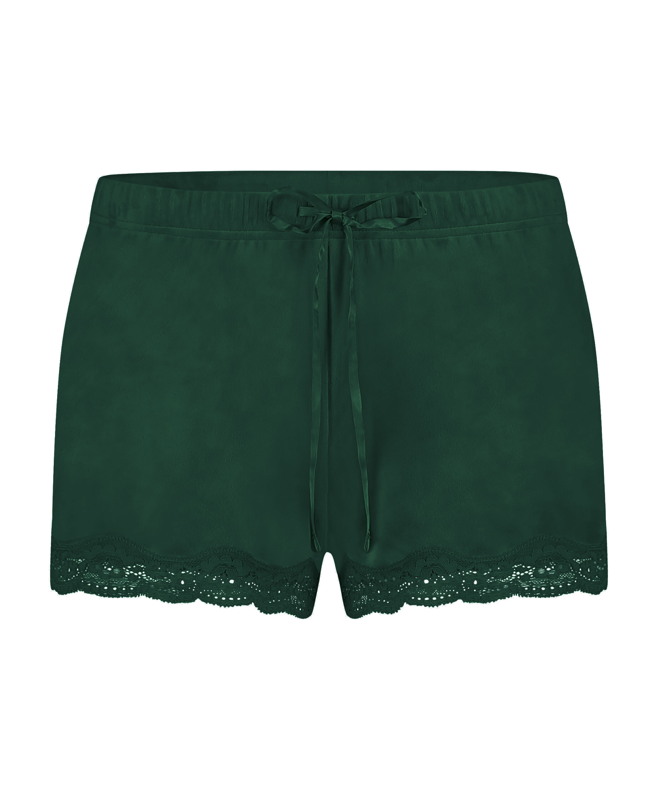 Pantal&oacute;n corto de terciopelo y encaje, Verde