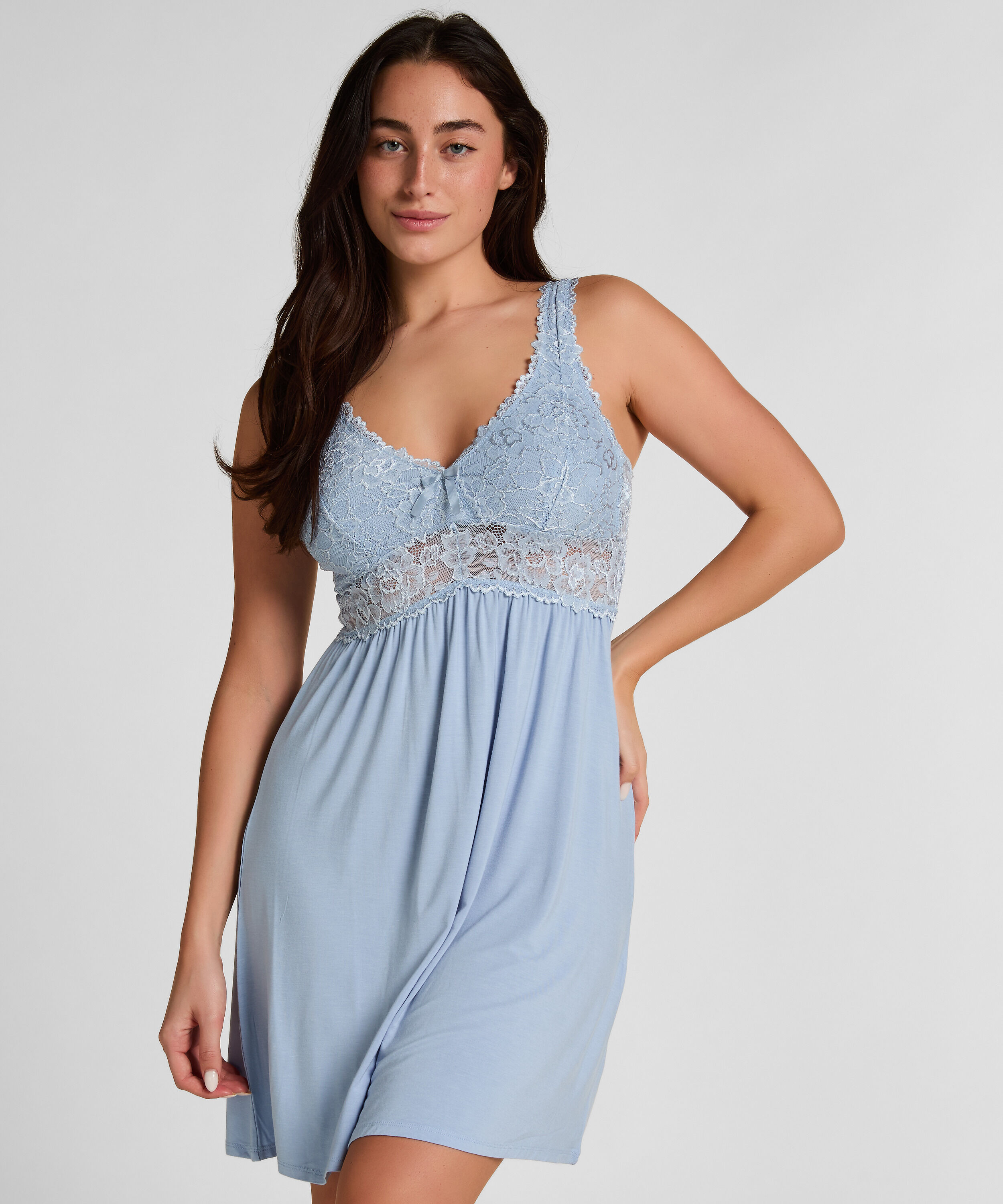 Vestido lencero Nora Lace, Azul