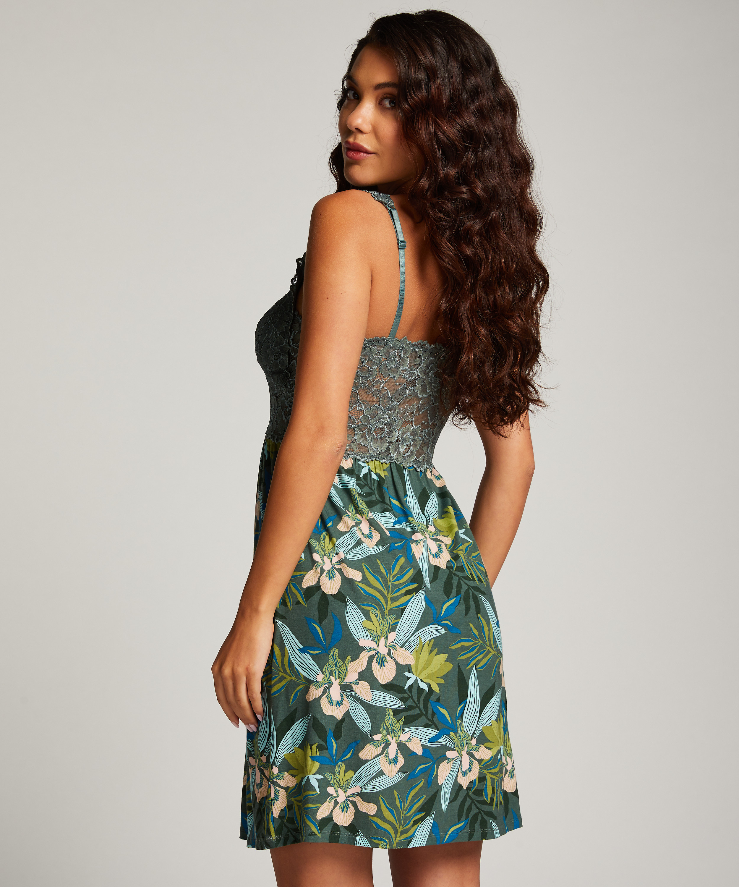 Vestido lencero Nora Lace, Verde, main