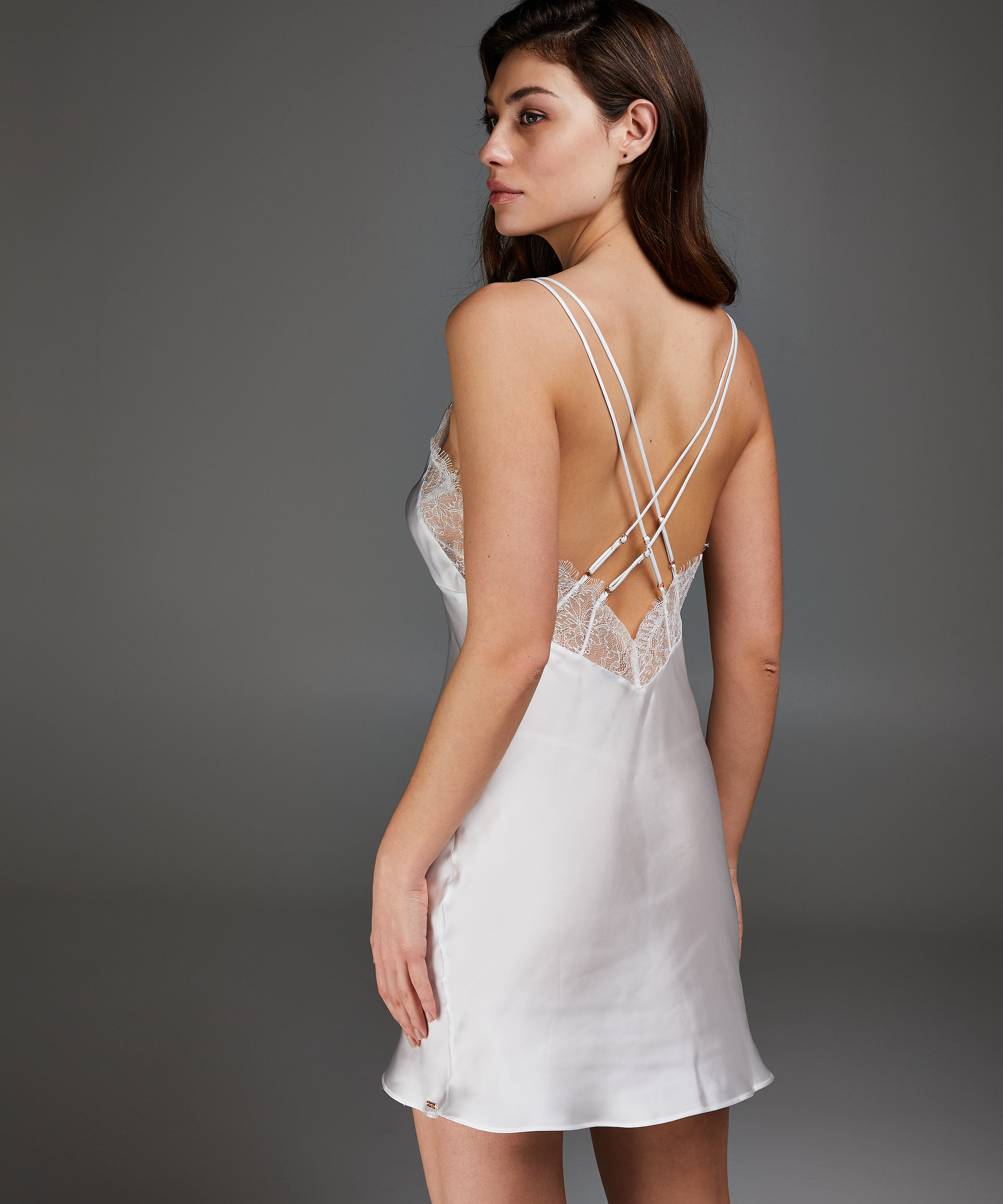 Vestido combinaci&oacute;n satinado Lily, Blanco, main