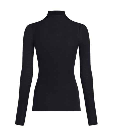 Camiseta de cachemir con cuello alto super suave, Negro