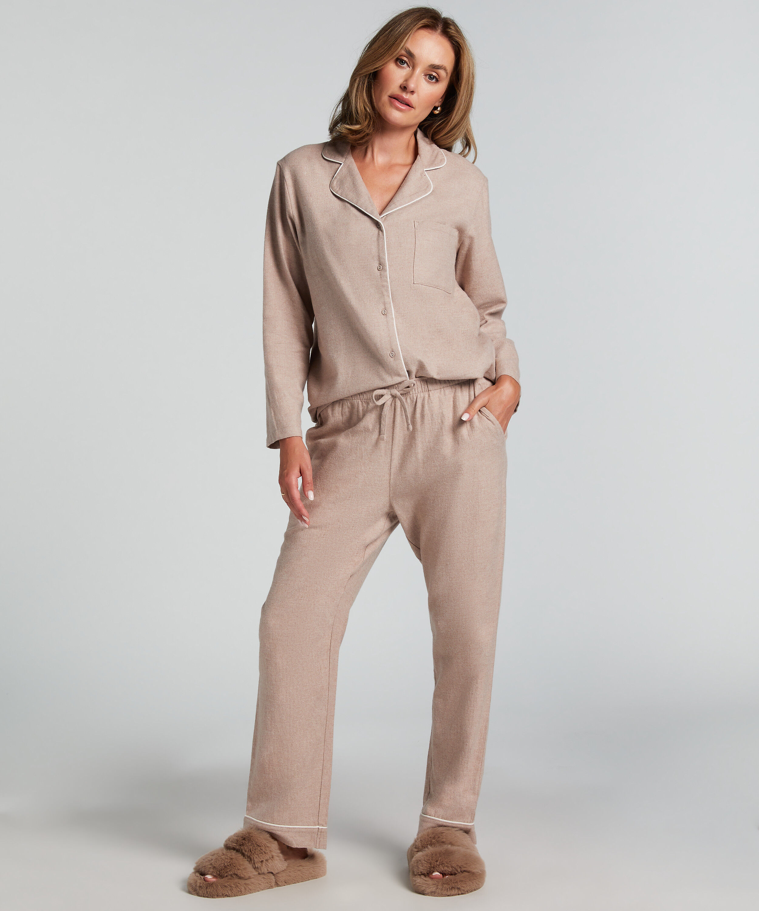 Pantalones de pijama de franela, Beige