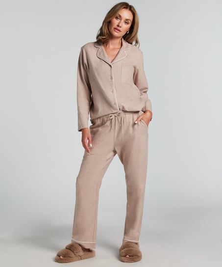 Pantalones de pijama de franela, Beige