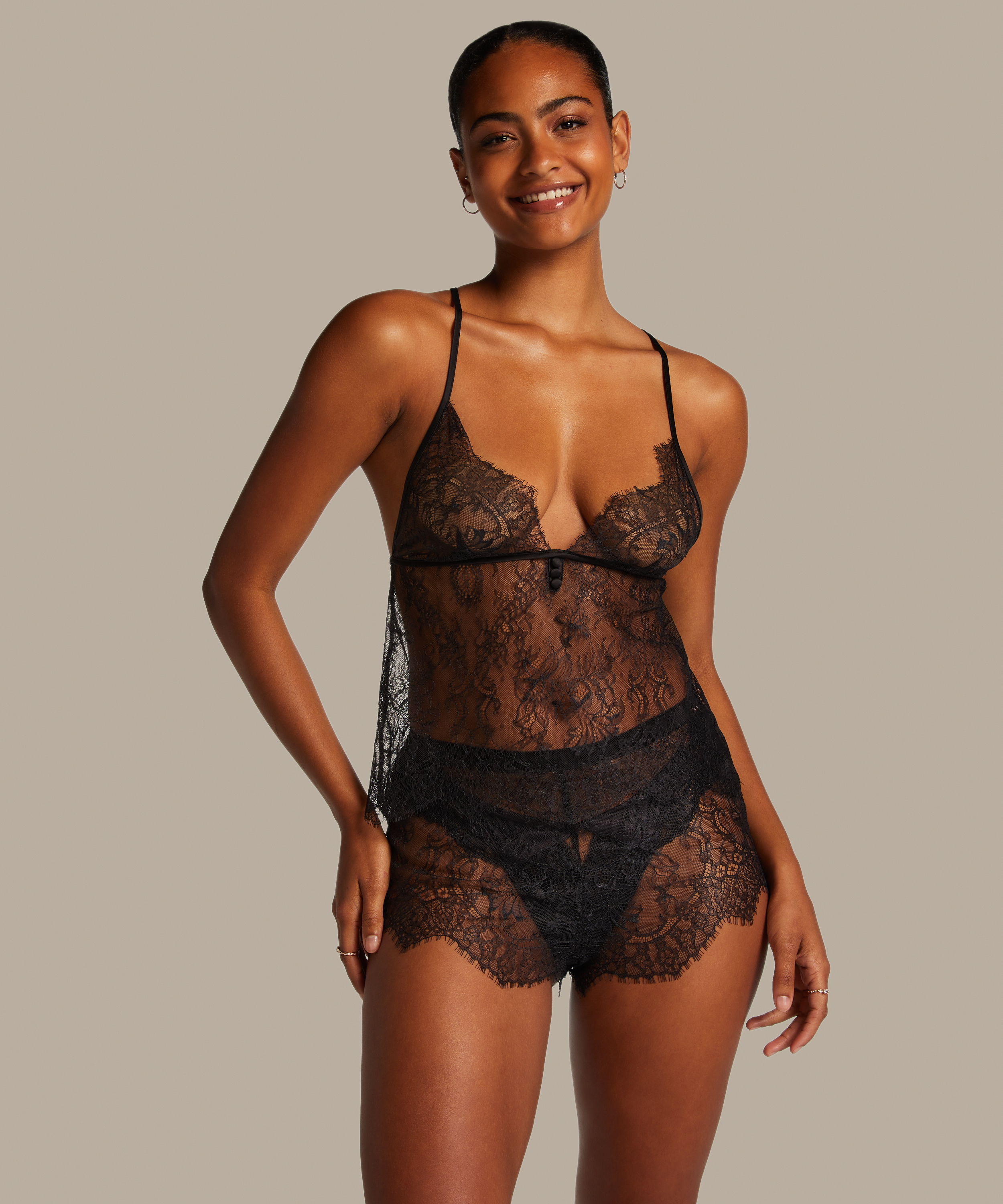 Cami Lace Delphine, Negro, main