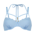 Top de bikini acolchado con aros Scallop, Azul