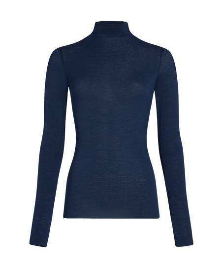 Camiseta de cachemir con cuello alto super suave, Azul