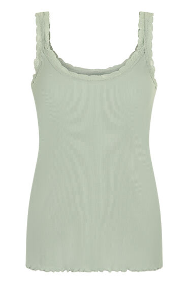 Hunkemöller Camiseta de Tirantes de Punto Canalé con Encaje Verde