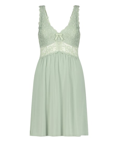 Vestido lencero Nora Lace, Verde