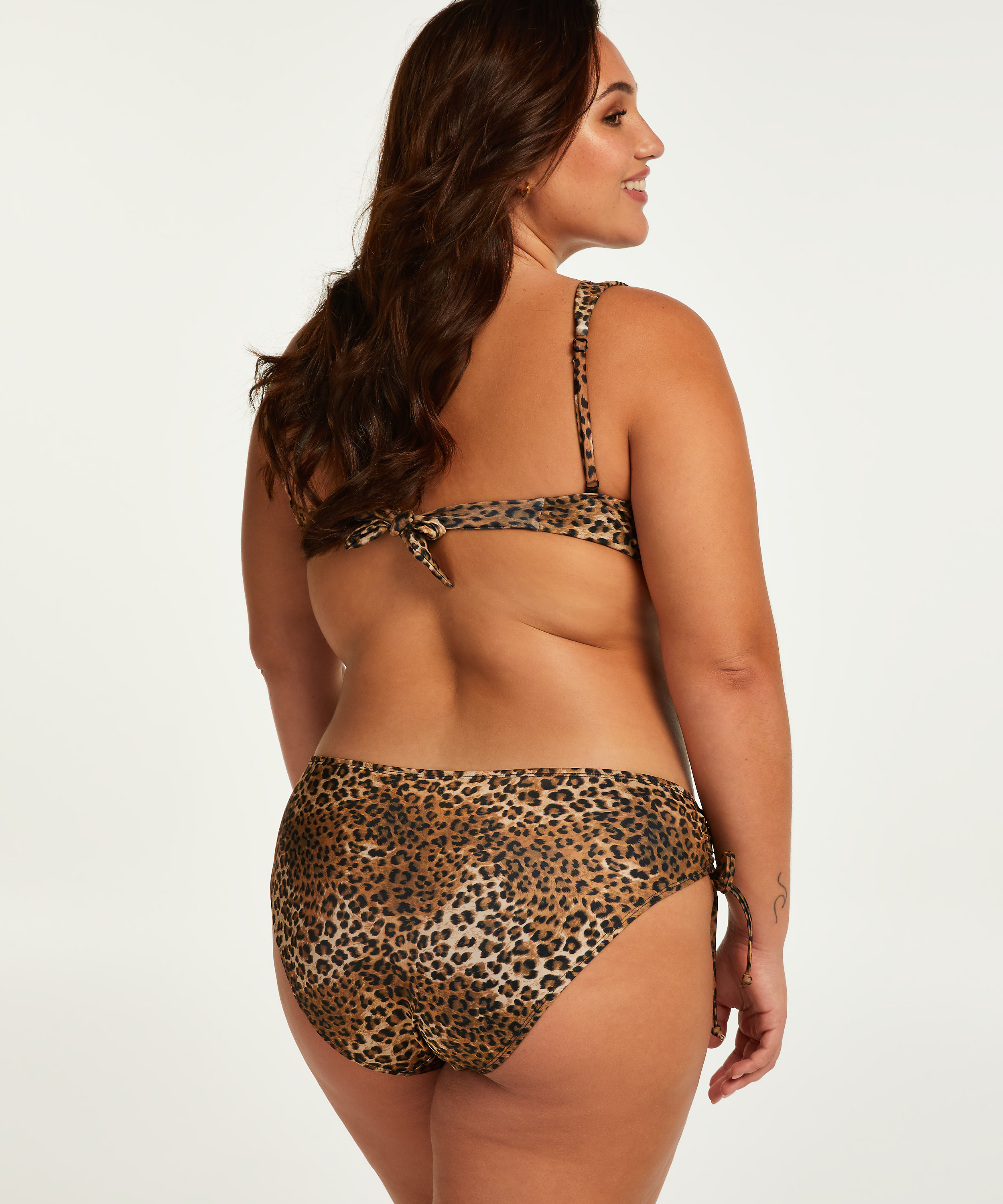 Top de bikini con aros no preformado Leopard, marrón, main