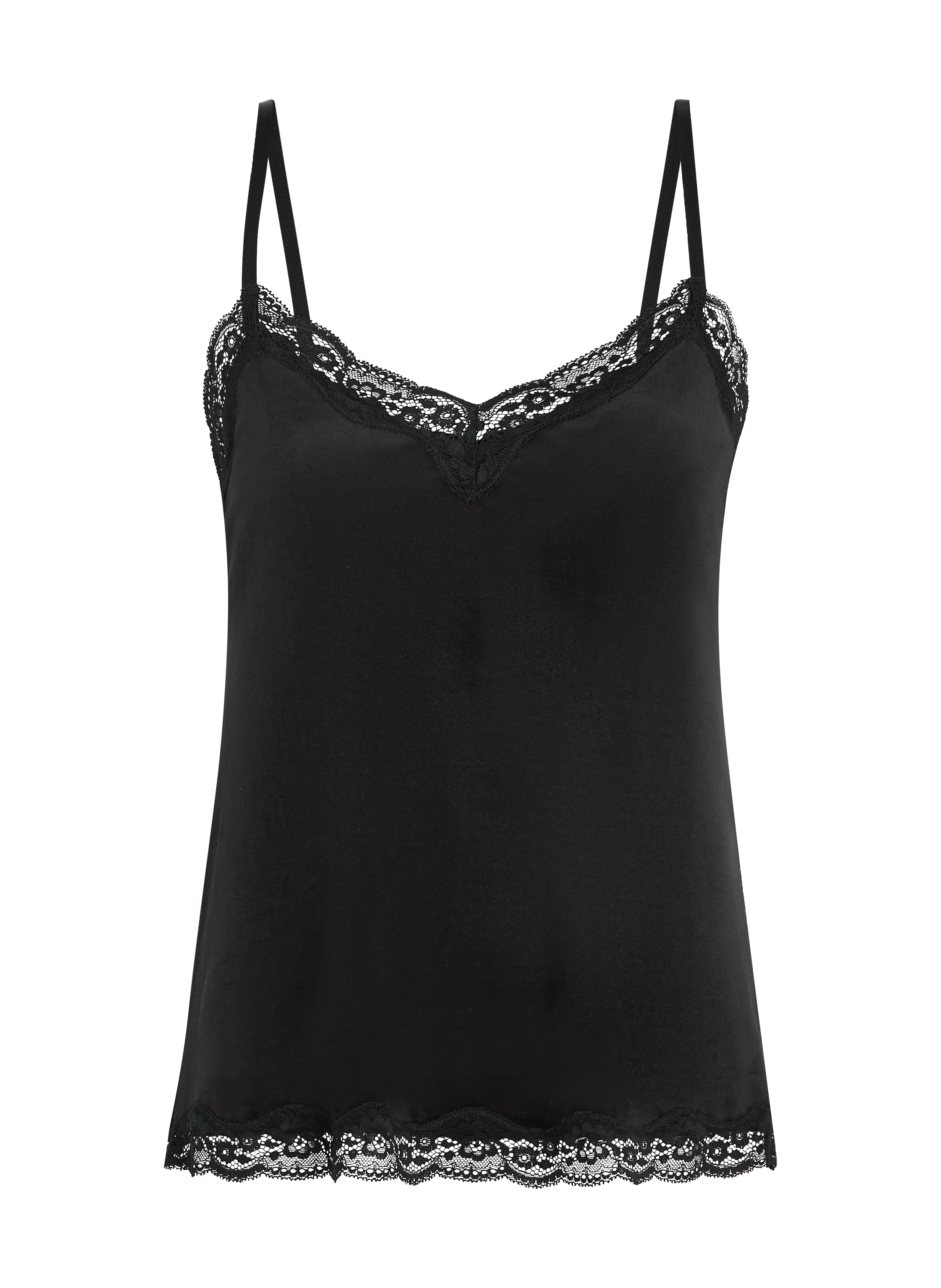 Camiseta top Velours Lace, Negro, main