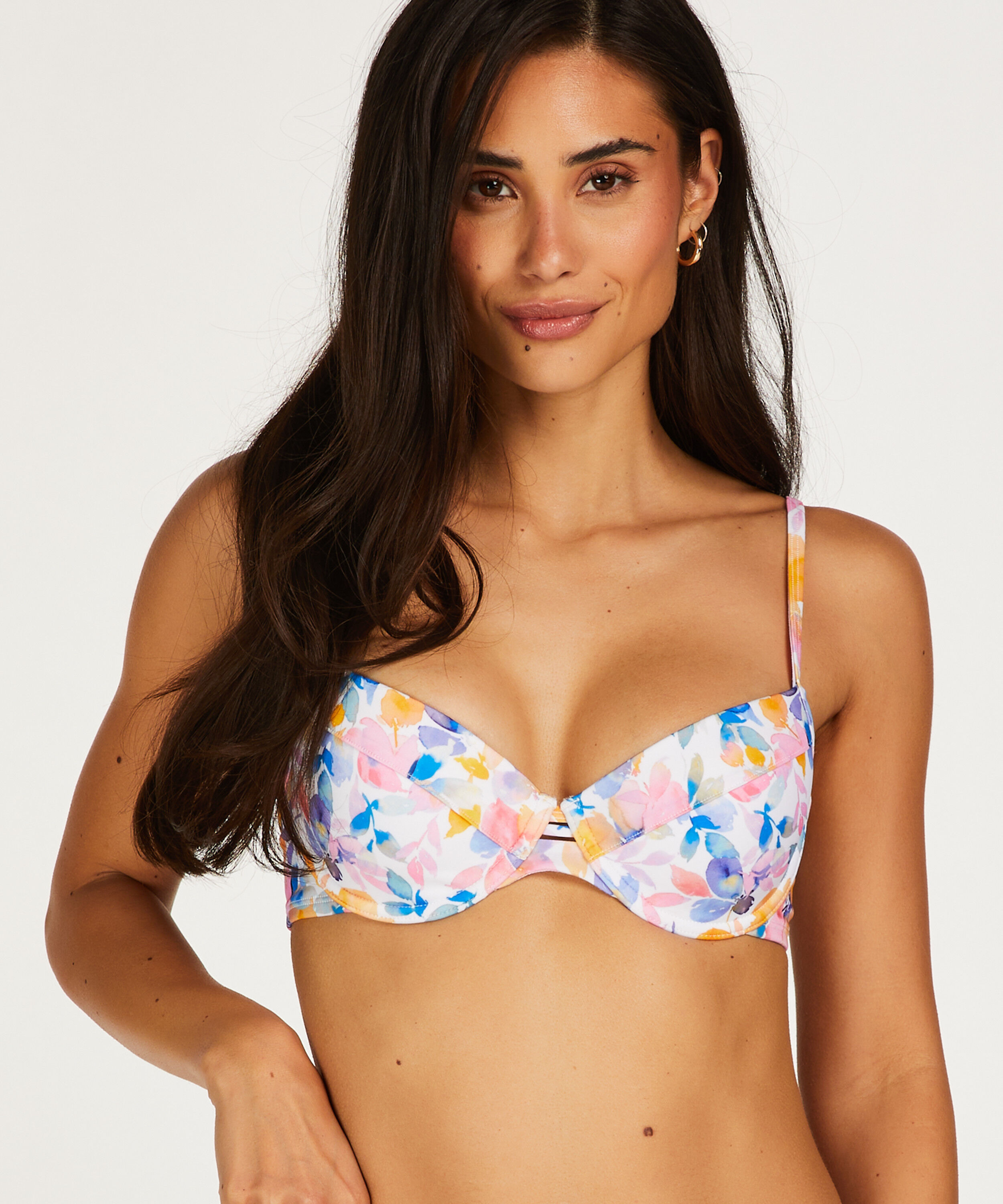 Top de bikini acolchado con aros Palma, Blanco