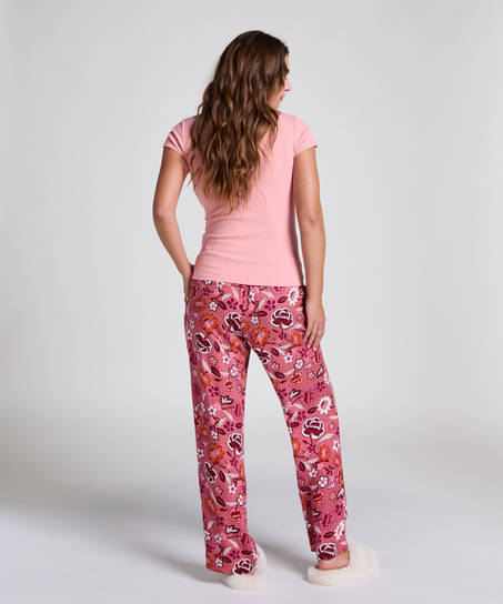 Top de pijama de manga corta Henley, Rosa