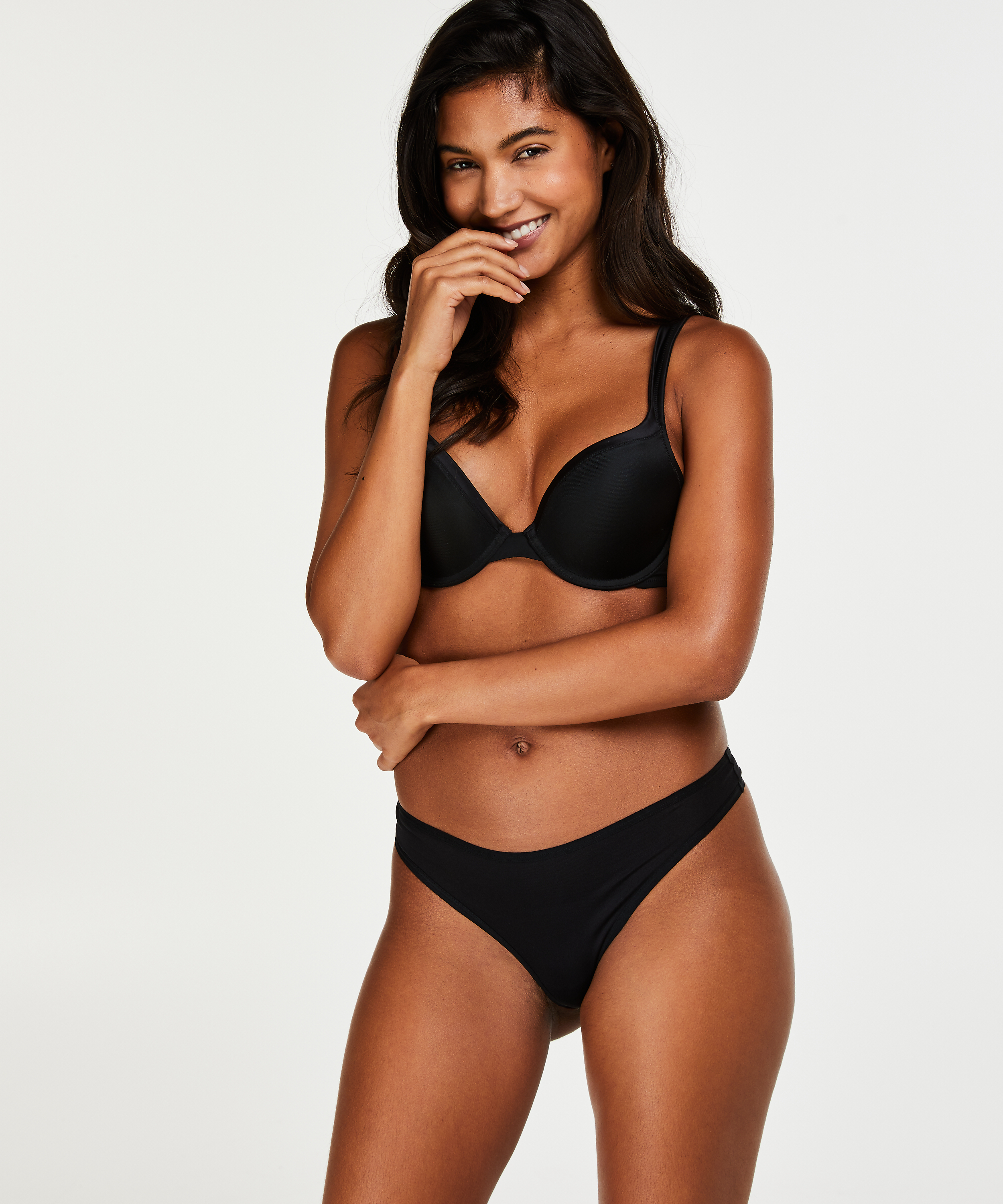 Sujetador de aros preformado Satin Fleece, Negro, main