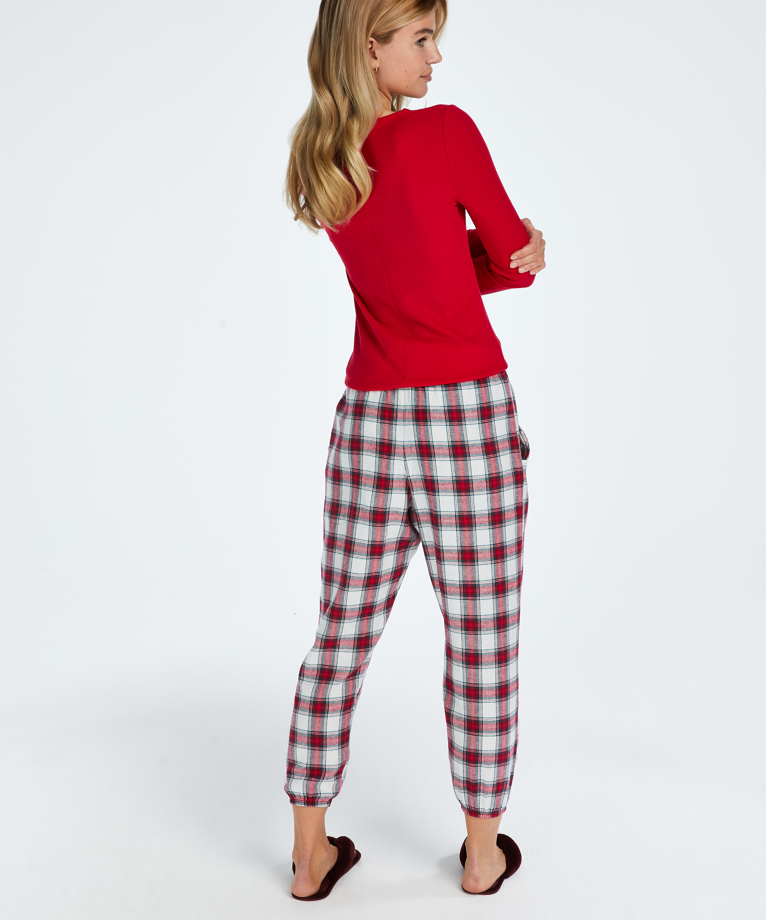 Pantal&oacute;n de pijama Petite Twill Check, Rojo, main