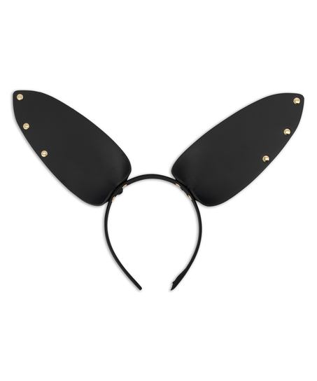 Diadema de piel sint&eacute;tica Bunny, Negro