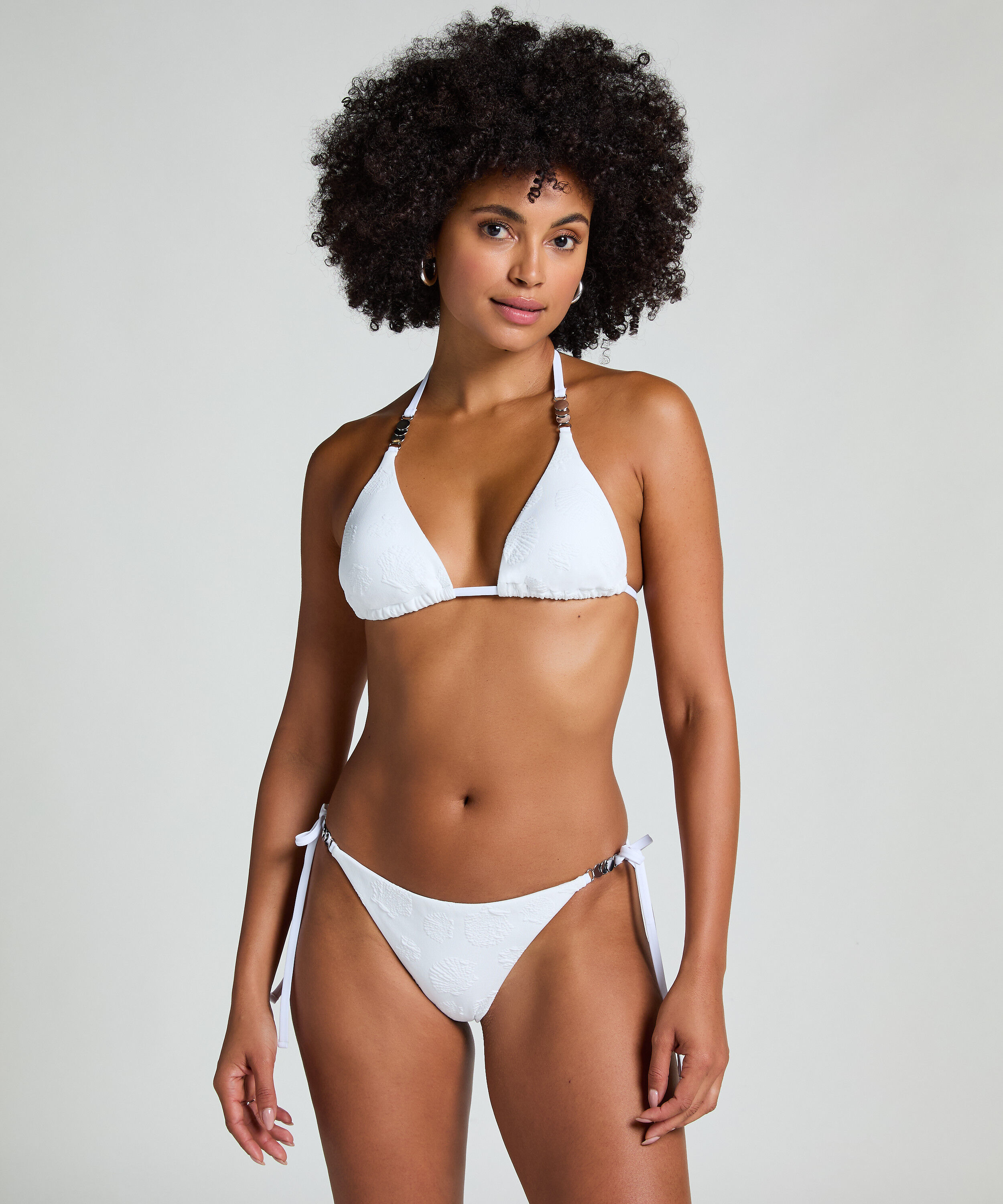 Top de bikini de tri&aacute;ngulo Seashell, Blanco
