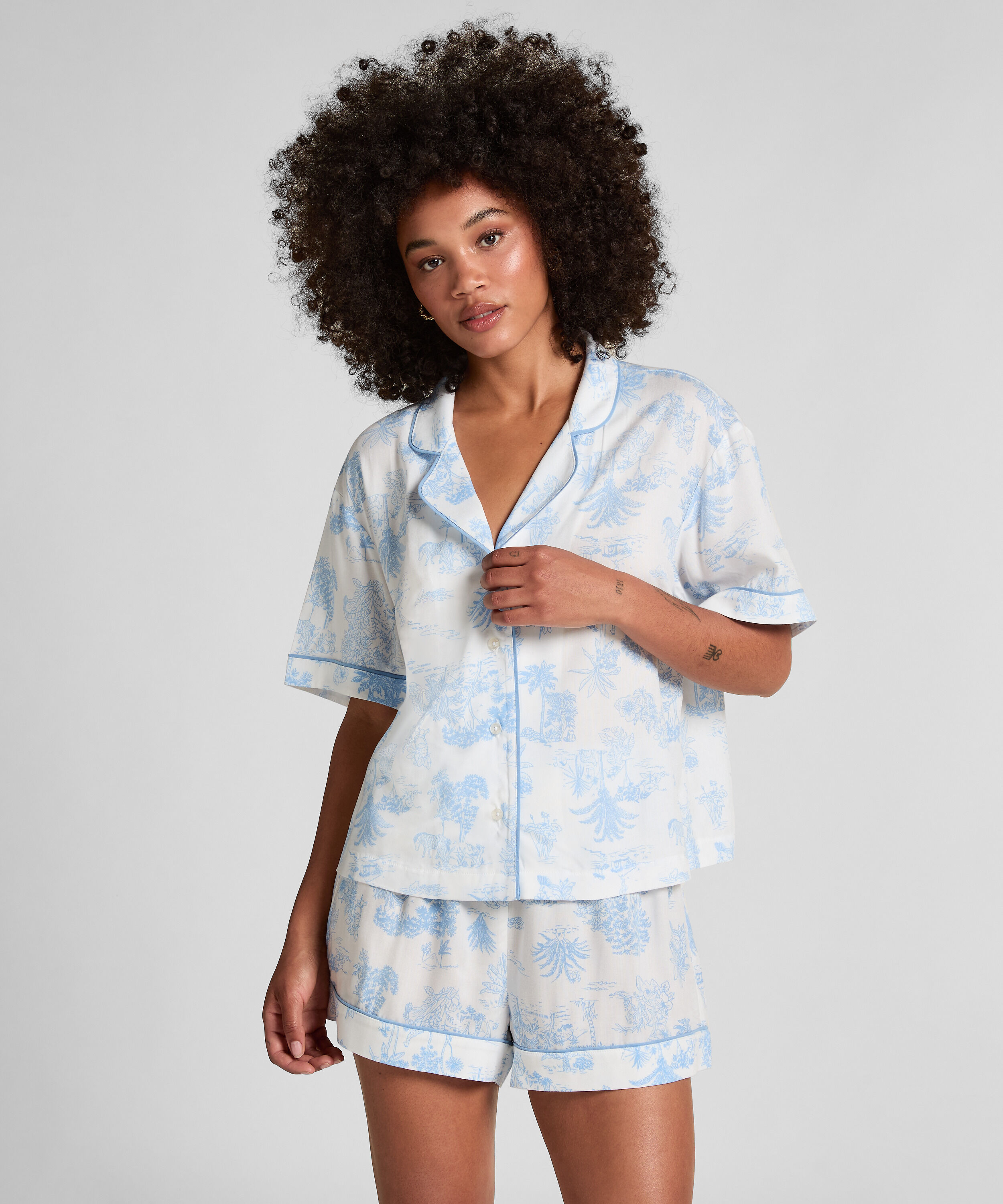 Chaqueta de manga corta, Azul