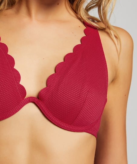 Top de bikini de aros no preformado Scallop, Rosa