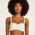 Top de bikini preformado y bandeau Broderie, Blanco