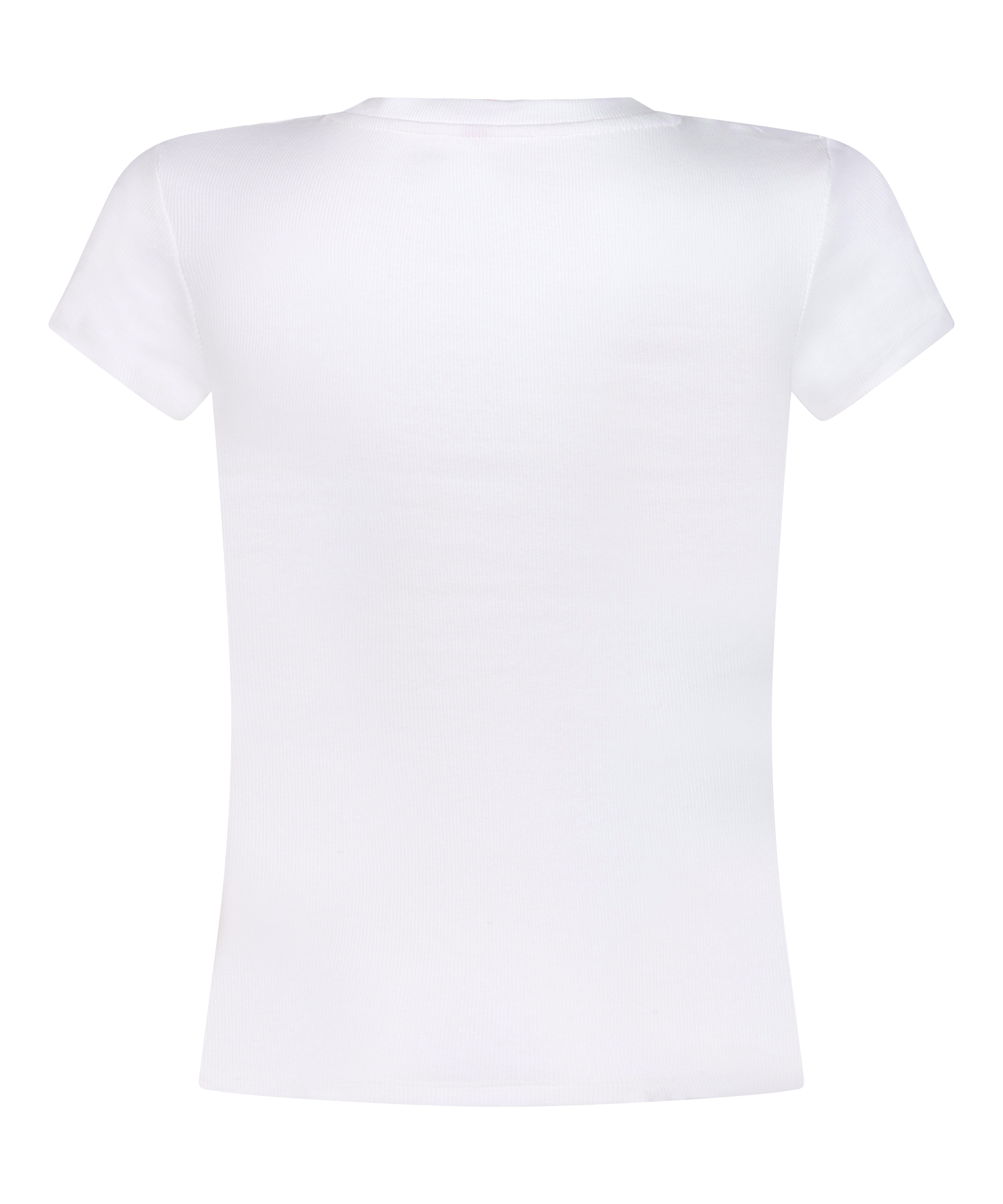 Top de pijama de manga corta rib crew neck, Blanco, main