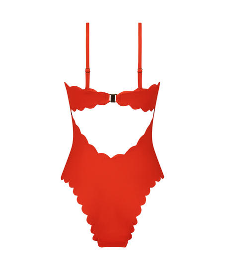 Bañador Bandeau Scallop, Rojo