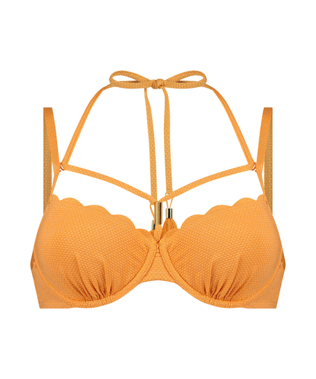 Top de bikini de lúrex Scallop, Naranja