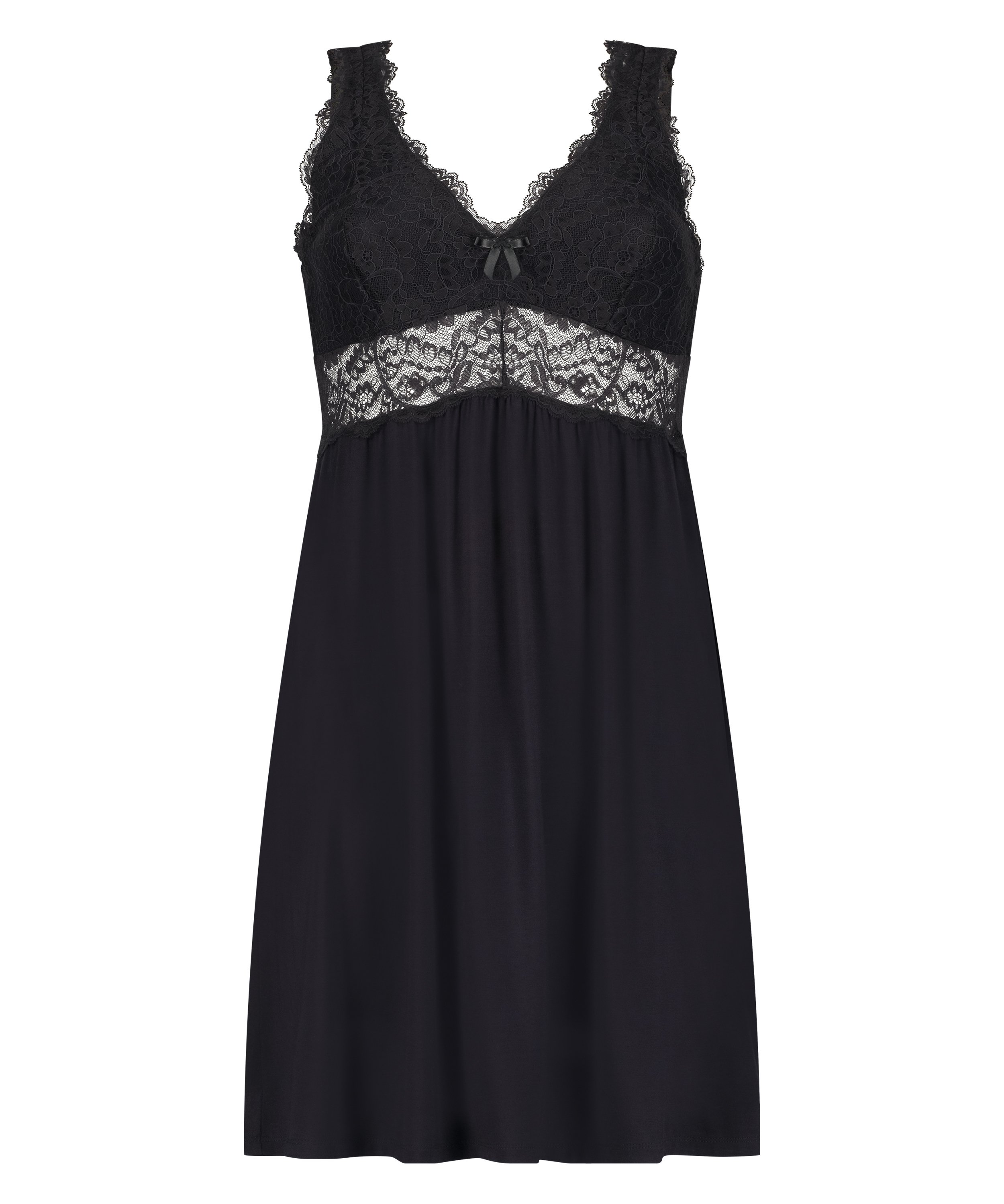 Vestido lencero Nora Lace, Negro, main