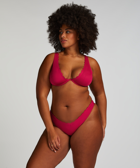 Braguita de Bikini de Corte Alto Scallop, Rosa