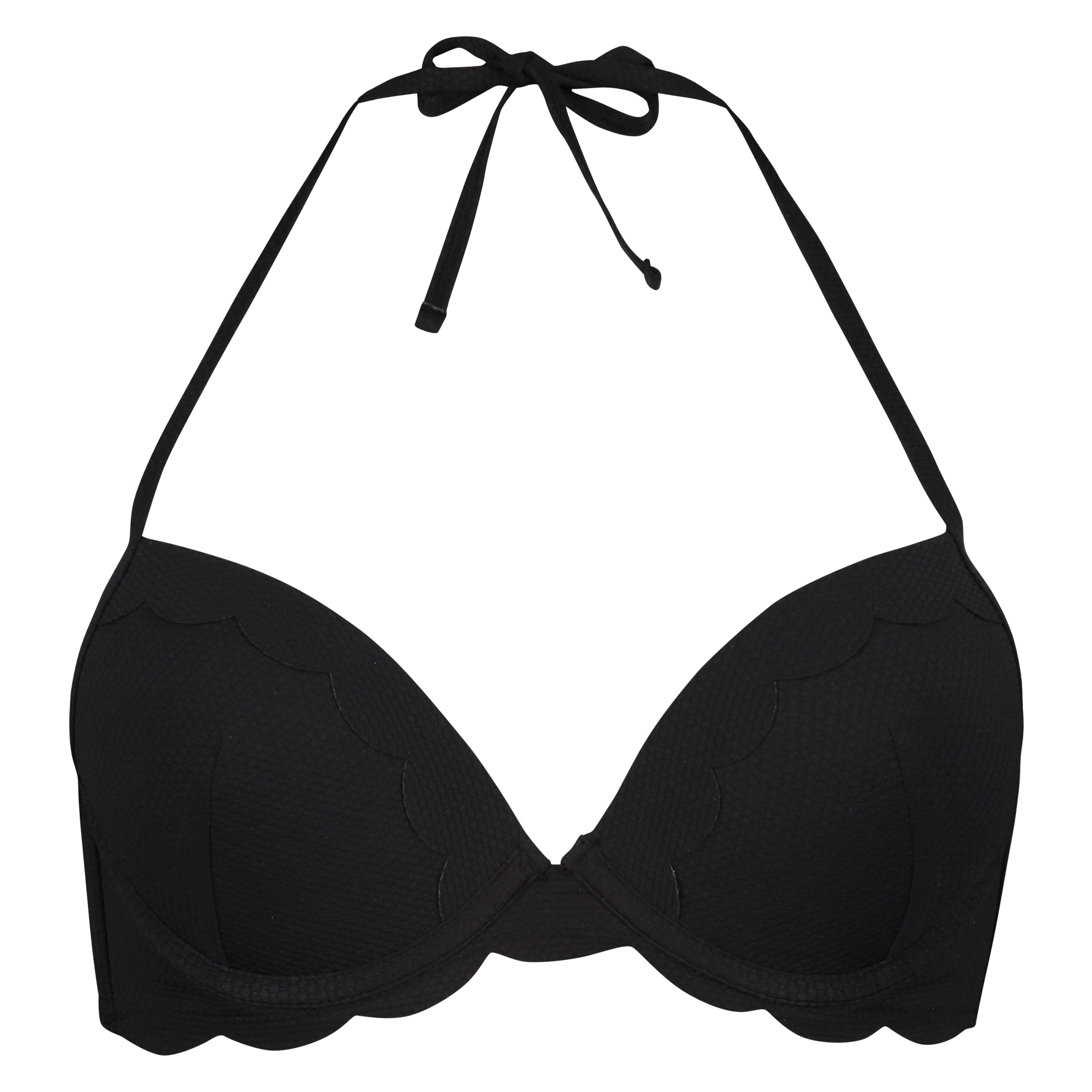Top de bikini preformado con efecto realce Scallop Copa A - E, Negro, main