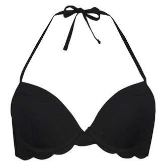 Top de bikini preformado con efecto realce Scallop Copa A - E, Negro