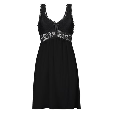 Vestido lencero Nora Lace, Negro