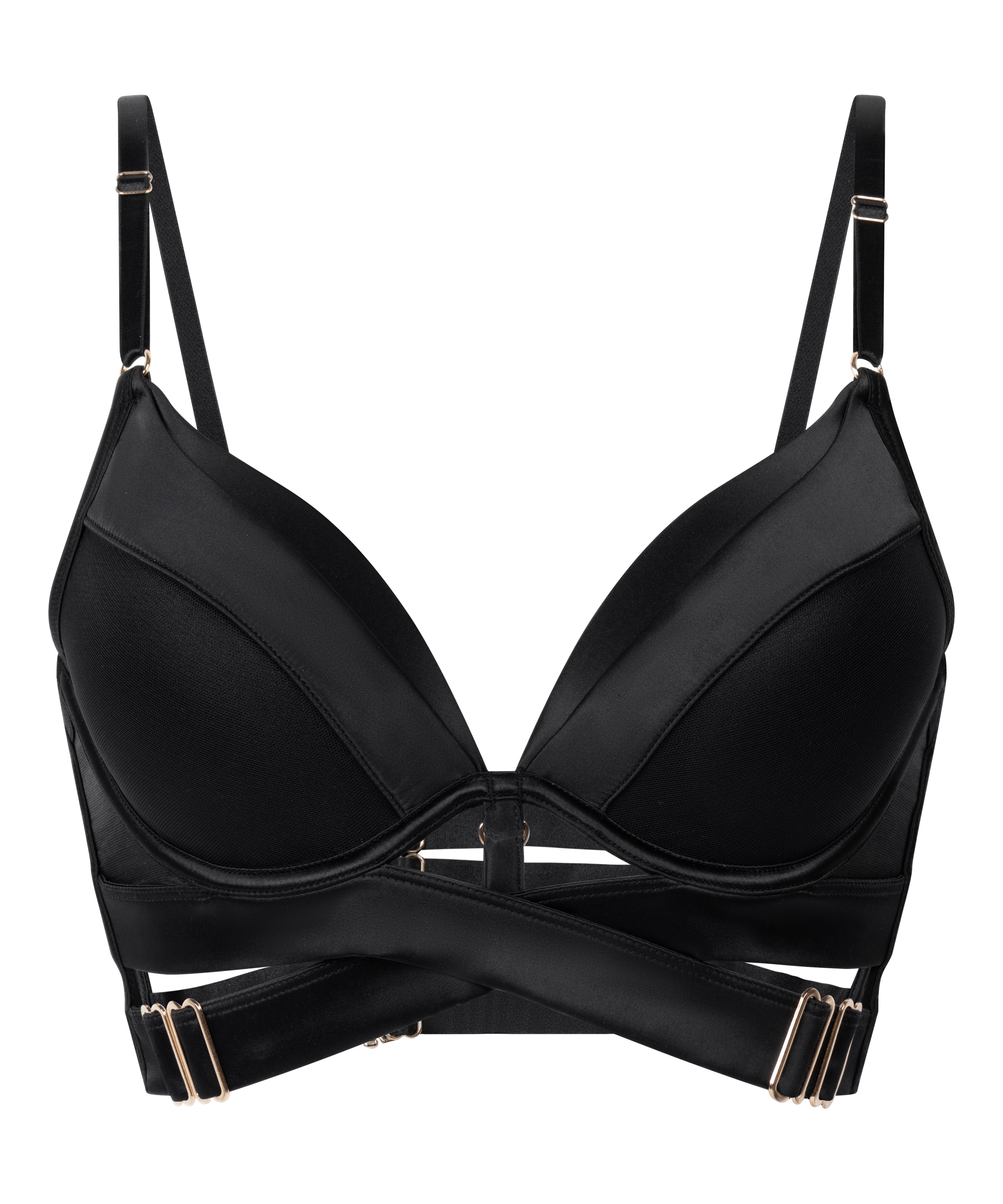 Sujetador de aros longline push-up acolchado Colette, Negro, main
