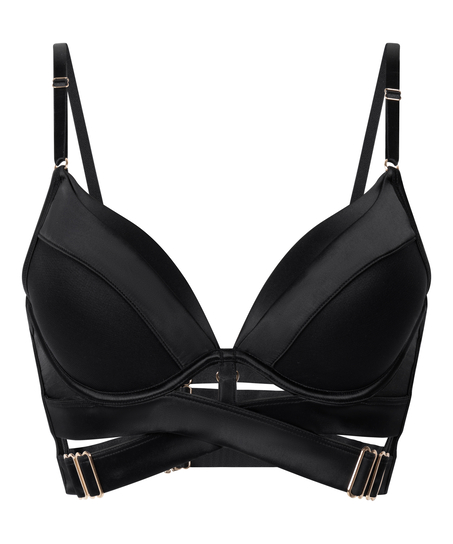 Sujetador de aros longline push-up acolchado Colette, Negro