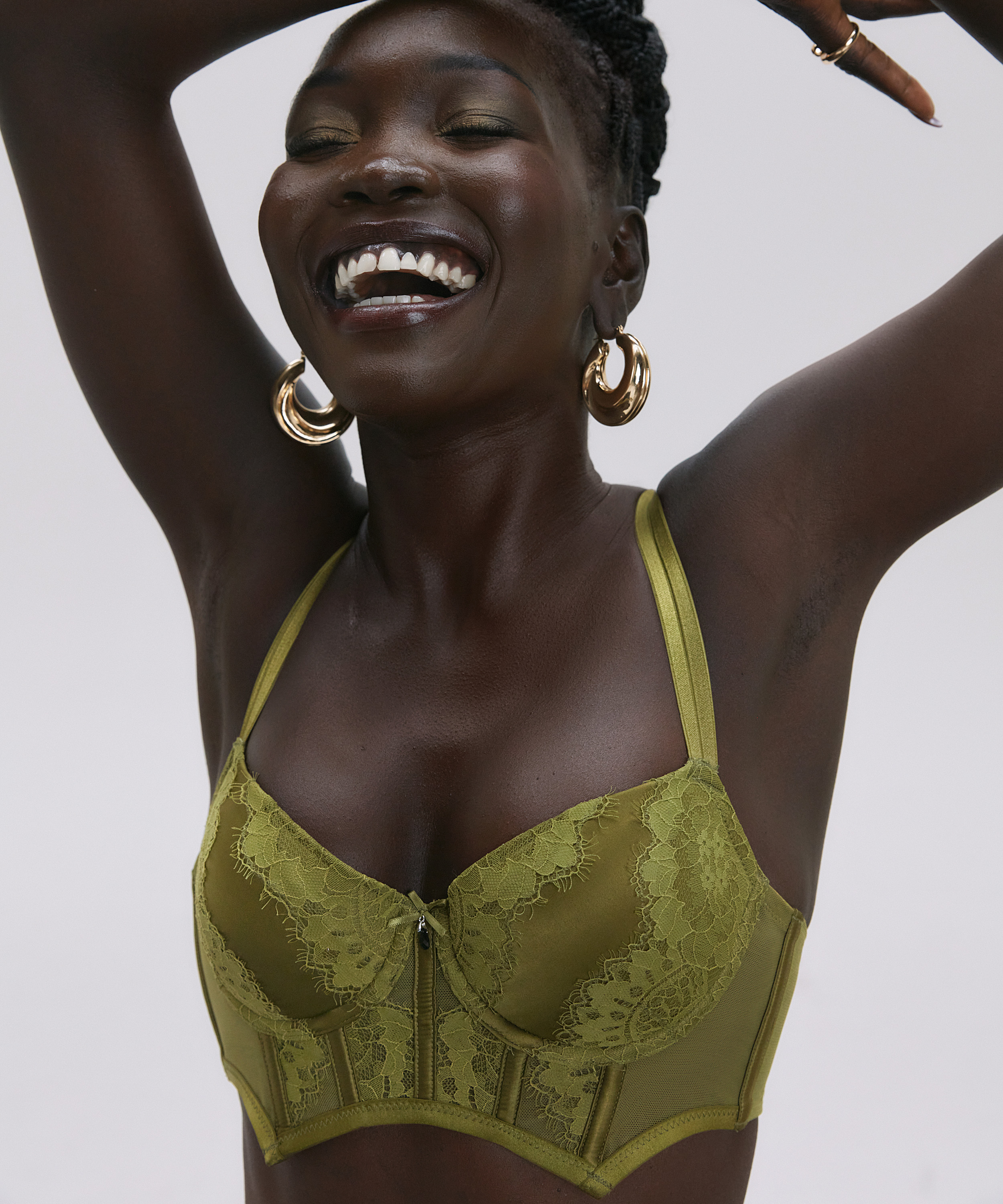 Sujetador longline con aros y relleno Amelie, Verde, main