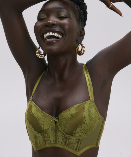 Sujetador longline con aros y relleno Amelie, Verde