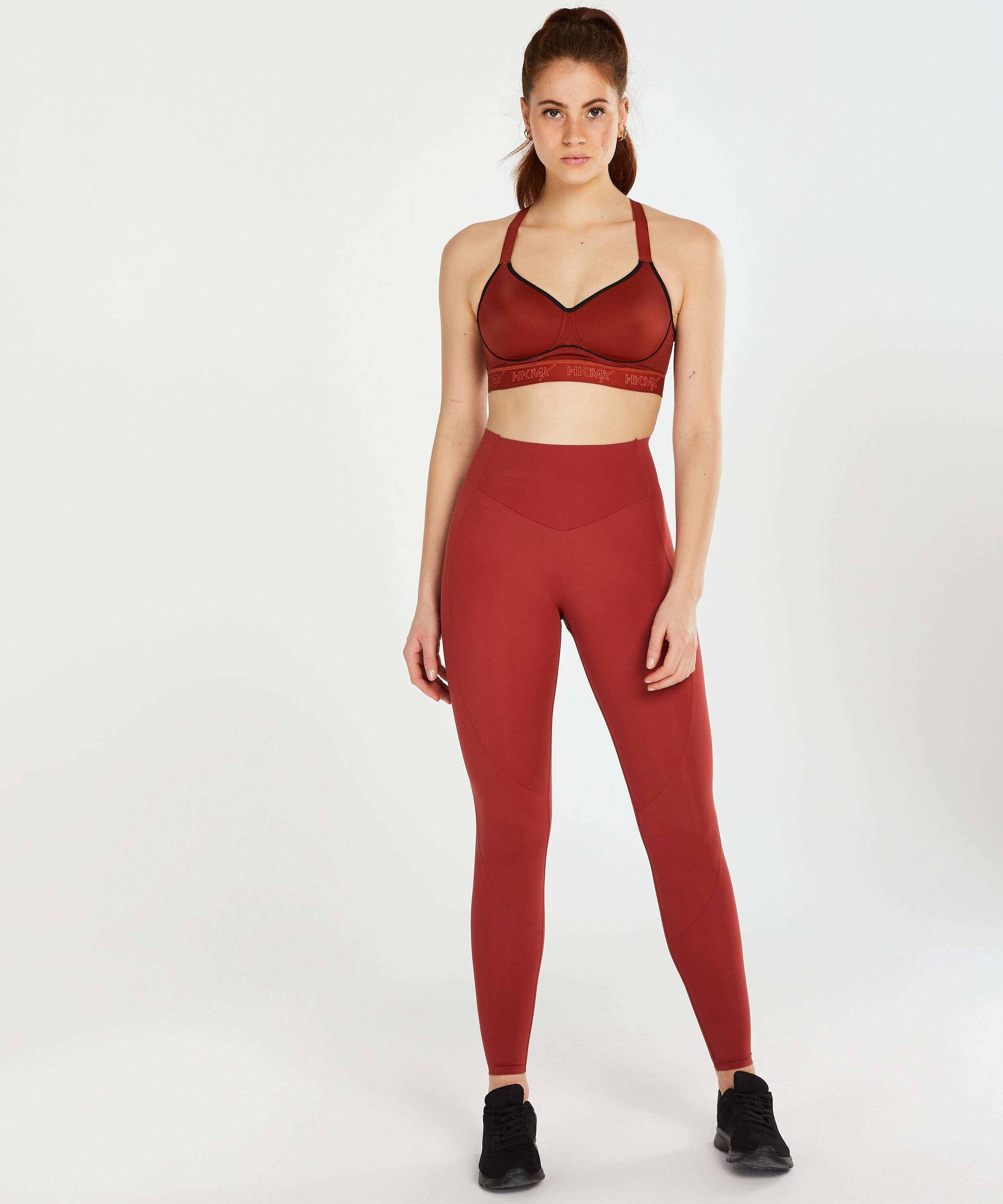 HKMX Mallas de cintura alta Make Me Zen , Rojo
