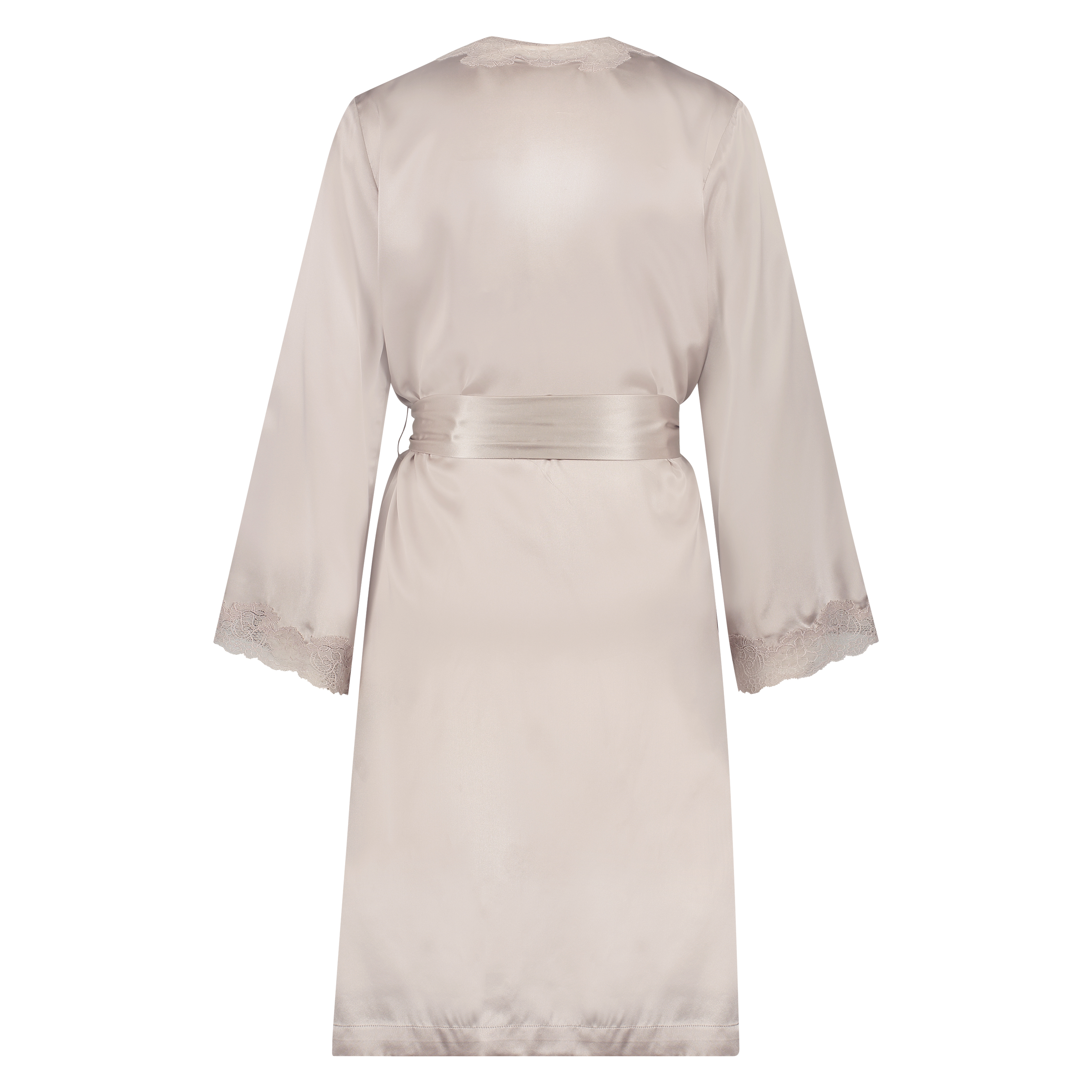 Kimono de seda y encaje trim, Rosa, main