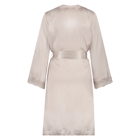 Kimono de seda y encaje trim, Rosa