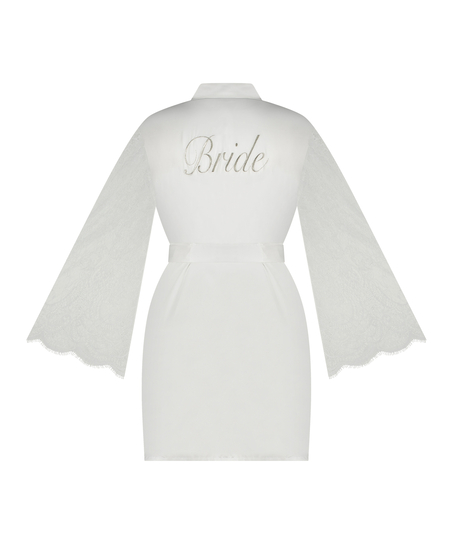 Kimono de satén Bride, Blanco