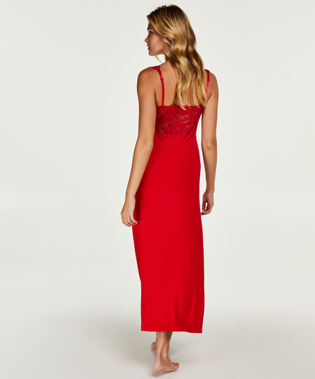Vestido combinación largo Modal Lace, Rojo