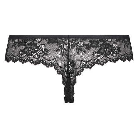 Tanga invisible Lace back, Negro