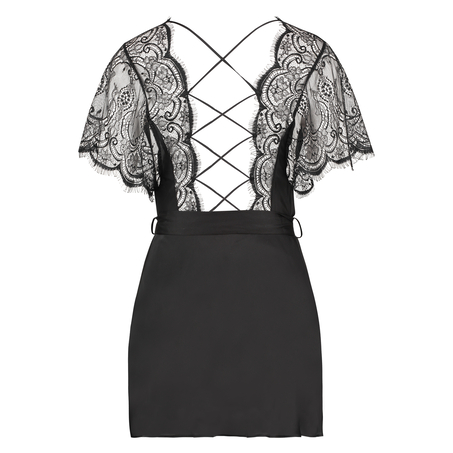 Kimono de satén Coco, Negro