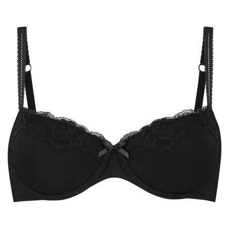 Sujetador de aros preformada de algodón Secret Lace, Negro