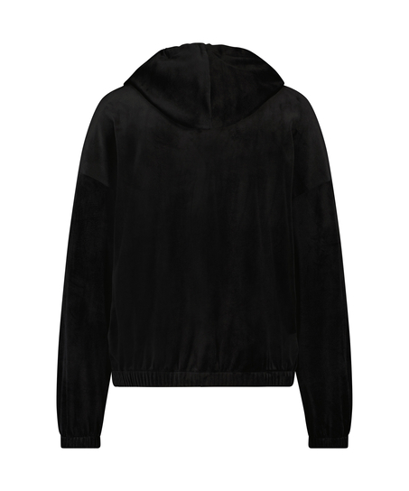 Chaqueta con capucha de terciopelo, Negro