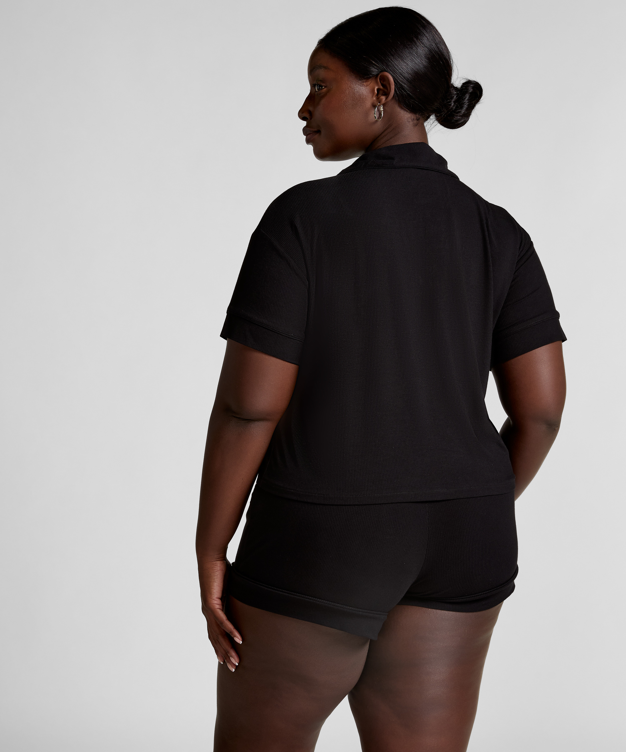 Short de punto Rib Essential, Negro, main