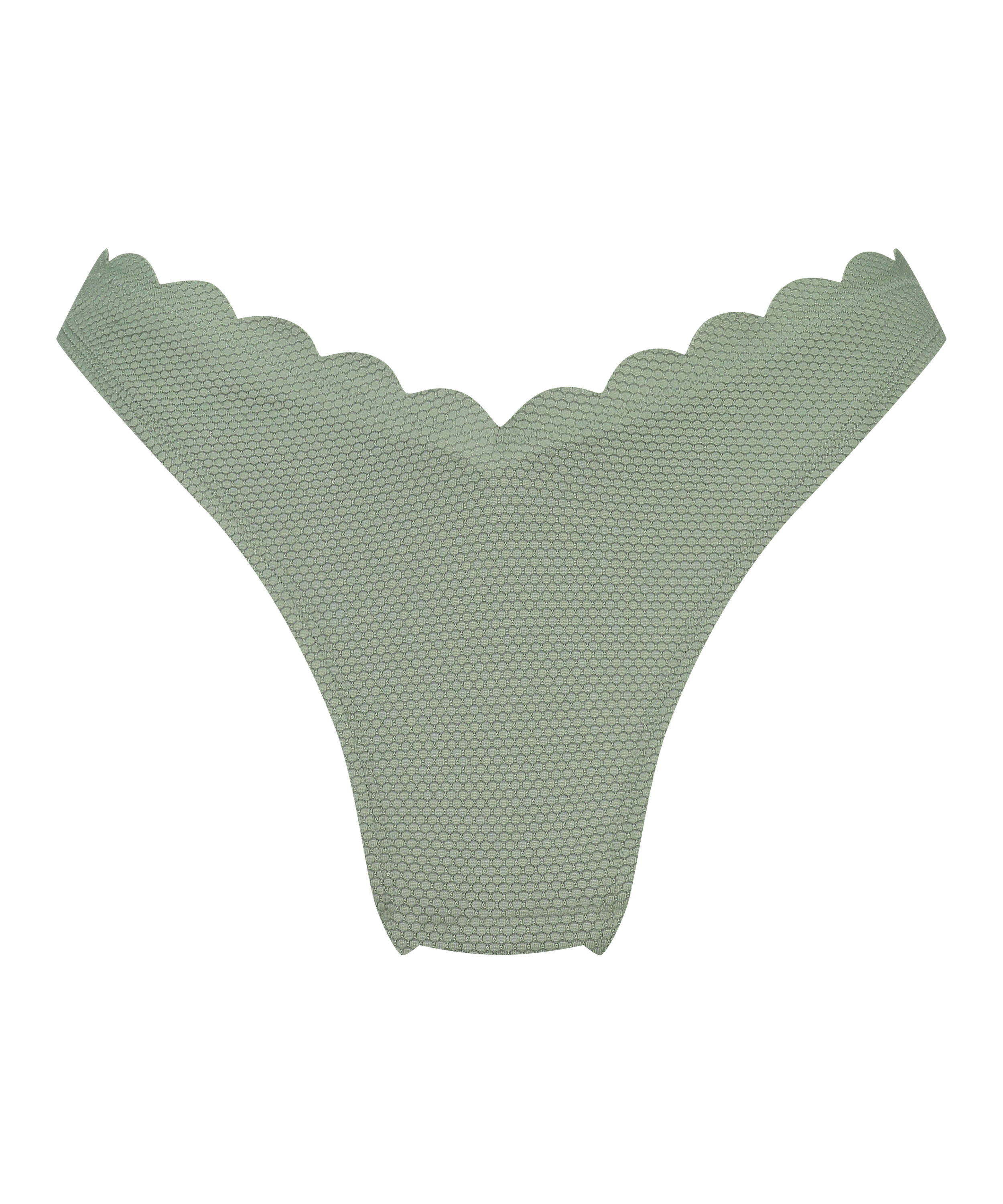Braguita de Bikini de Corte Alto Scallop, Verde